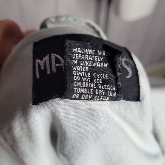 Striped Color block Zip And Shackle Hooded Oversized Denim Jacket Unisex Small - Picture 8 of 16